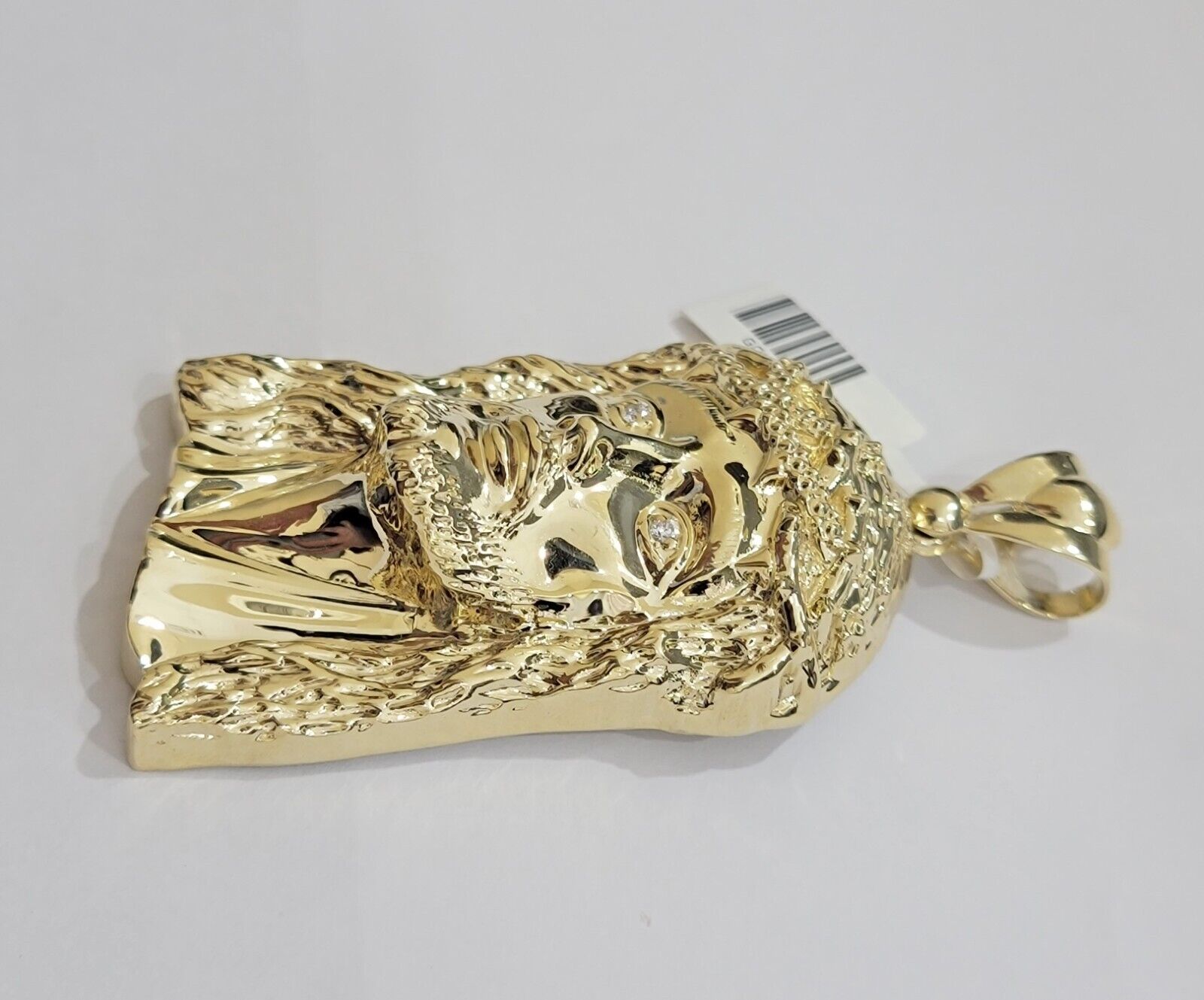 Real 14k Gold Pendant Jesus Head Charm 14kt Yellow Gold 3.1 Inch Long For Men's - GoldenlinQ